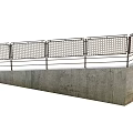 Metal Safety Fence With Perforated Panel Design On Concrete Base And Support Bars
