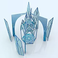 Ice Inspired Architectural Structure With Spires Arches And Intricate Blue Patterns 3d model