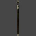 Medieval Curved Sword with Metal Hilt Dark Wrapped Handle and Black Scabbard with Metal Accents