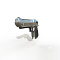 Tactical Silver Pistol With Black Grip 50AE Caliber Picatinny Rail Design 3d model