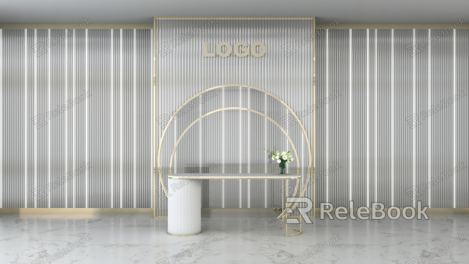 Light Luxury Background Wall Screen Wall Reception Desk model