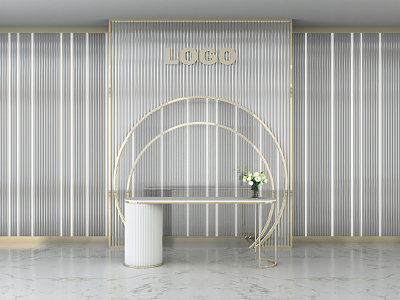 Light Luxury Background Wall Screen Wall Reception Desk model