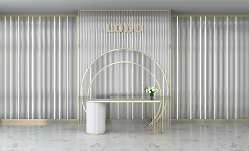 Light Luxury Background Wall Screen Wall Reception Desk 3d model