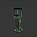 Traditional Outdoor Lamp Post With Stone Textured Pillar And Square Glass Lantern Top