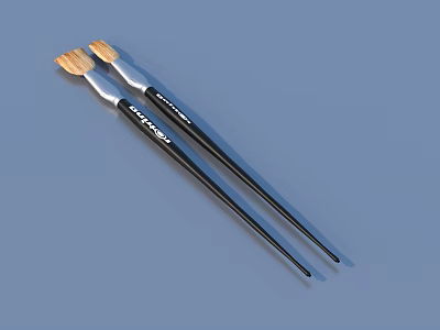 Professional Paintbrushes With Black Handles And Natural Bristles For Art Supplies 3d model