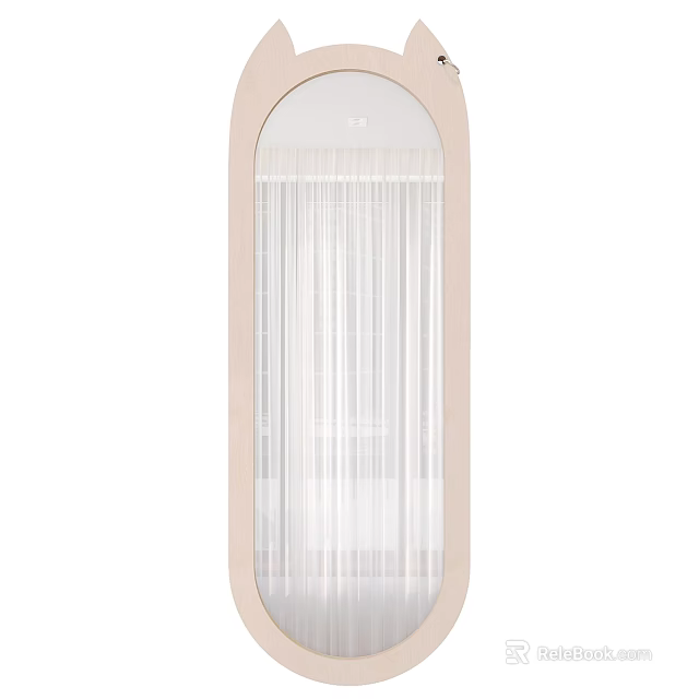 Sleek Modern Bathroom Mirror With LED Lighting And Slim Beige Frame Design 3d model 
