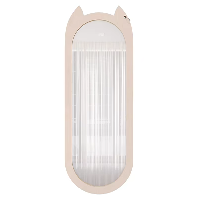 Sleek Modern Bathroom Mirror With LED Lighting And Slim Beige Frame Design 3d model