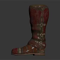 Red High Top Boots With Shiny Metallic Finish Vintage Design And Detailed Stitching