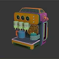 Vibrant Colored Modern Kitchen Coffee Machine With Two Cups And Stylish Design