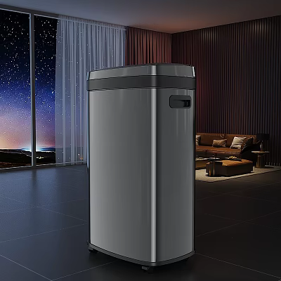 Elegant Modern Living And Dining Room Interior With Sofa Coffee Table And Night View Window 3d model