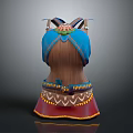 Traditional Ethnic Vest Featuring Blue Straps Brown Body Red Fringed Hem And Decorative Patterns