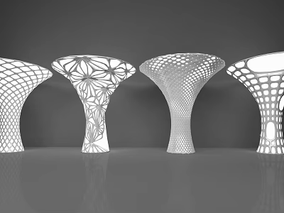Modern Decorative Columns With Diverse Intricate Patterns Including Floral And Geometric Designs 3d model