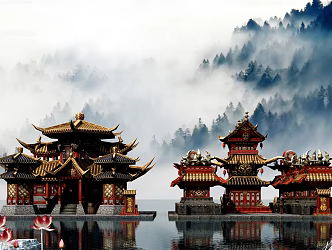 Chinese Cartoon Building Station 3d model