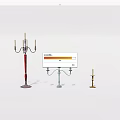Different Style Candle Holders With Tall Red And Small Metal Stands