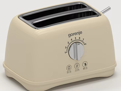 Beige Gorenje Two Slice Toaster with Control Knob and Buttons as Modern Kitchen Appliance 3d model