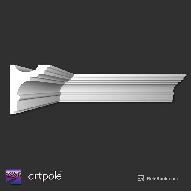 White Decorative Architectural Molding With Layered Curved Design And Smooth Finish 3d model 