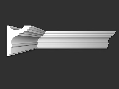 White Decorative Architectural Molding With Layered Curved Design And Smooth Finish 3d model