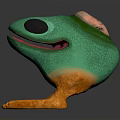 Stuffed Green Frog Toy Featuring Yellow Feet Red Mouth And White Top