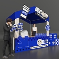 Modern booth coffee market booth coffee activity layout DP point coffee net red punch point coffee pile head blue booth 3d model