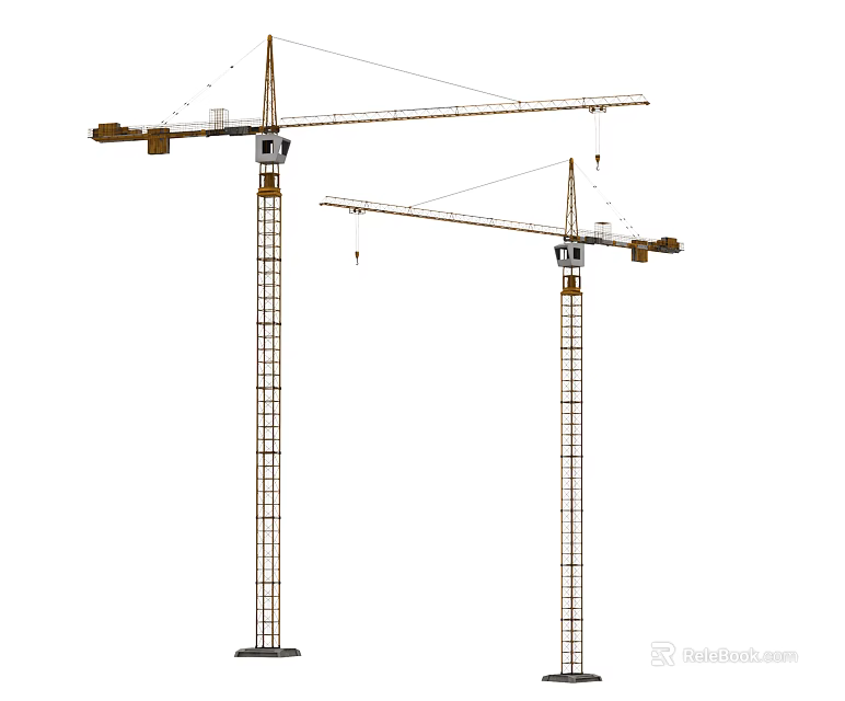 Heavy Duty Industrial Tower Cranes For Construction Sites With Extended Boom Structures 3d model 
