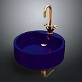 Modern Blue Sink With Gold Faucet In Sleek Contemporary Bathroom Design