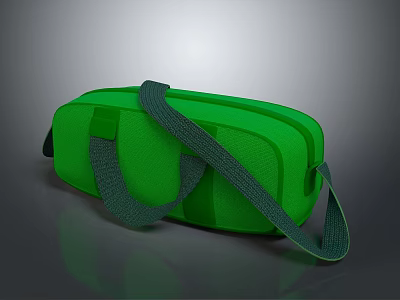 Stylish Green Shoulder Bag With Gray Strap And Textured Exterior Design 3d model