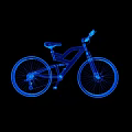 Detailed Bicycle in Blue Wireframe Style with Black Background 3D Render