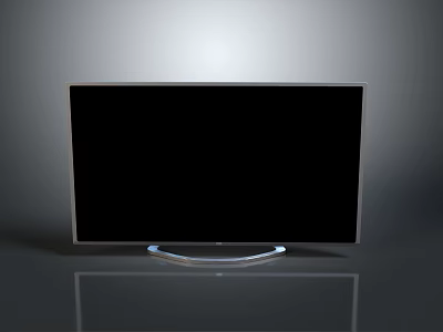 Modern Computer Monitor With Black Screen Silver Frame And Sleek Design On Reflective Surface 3d model