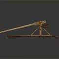 Wooden Toy Catapult With Long Projectile Arm And Sturdy Wooden Frame Base