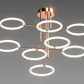 Stylish Modern Chandeliers With Circular Rings Spherical Bulbs And Metal Frames 3d model