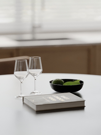 Modern Decoration Combination Water Glass Wine Glass Book 3d model