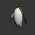 Penguin Standing With Black And White Feathers Yellow Neck Patch Orange Beak On Dark Background