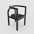 Black Wooden Modern Leisure Chair With Curved Armrest And Sleek Lines