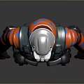 Game And Movie Character Wearing Red Black Tactical Outfit With Blue Stripes Helmet Armored Vest