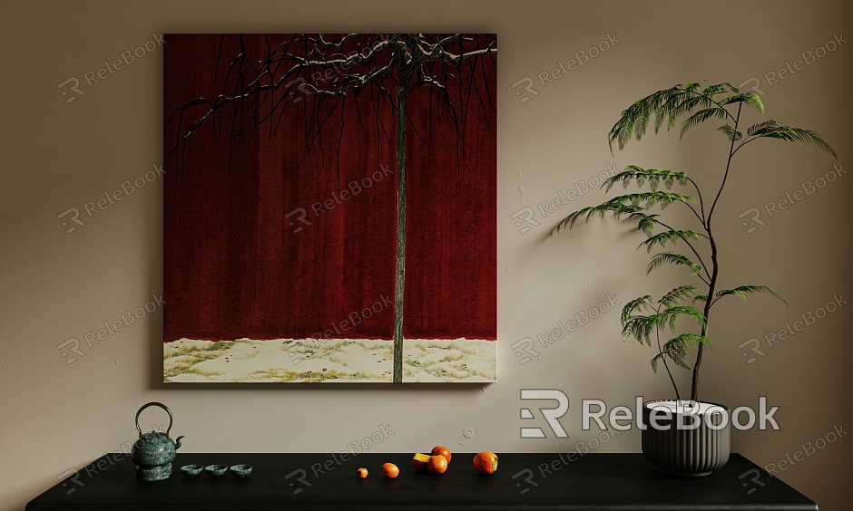 Decorative Painting Red Decorative Hanging Painting Zen Hanging Painting model