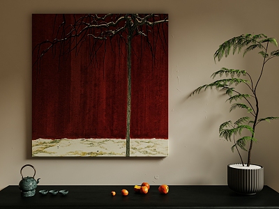 Decorative Painting Red Decorative Hanging Painting Zen Hanging Painting model