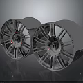 Metallic Silver Car Wheels Featuring Spoke Design and Reflective Finish 3d model
