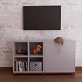 Grey TV Stand With Drawers Compartments TV Screen And Storage For Toys Books
