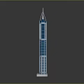Futuristic Architecture Tall Skyscraper Design With Glass Facade Blue Accents And Spire Top