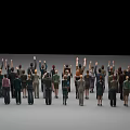 Group of People Standing Together with Some Raising Hands on Gray Floor