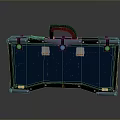 Sturdy Dark Blue Toolbox With Red Handle And Metal Clasps Design