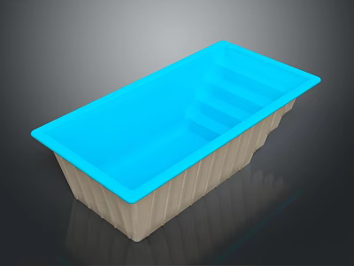 Modern Swimming Pool Design with Blue Water Beige Sides and Built in Steps 3d model