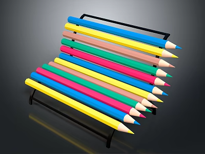 Colorful Pencil Holder Rack With Sturdy Metal Frame For Home Office Use 3d model