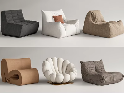 Stylish Bean Bag Chairs With Various Designs And Colors For Living Room Decor 3d model