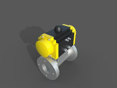 Industrial Pneumatic Valve Equipment With Yellow Black Silver Flange Body Design 3d model