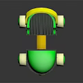 Green And Yellow Kids Costume With Toy Car Design And White Wheels