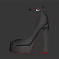 Gray High Heel Platform Shoes With Red Insole Red Heel And Ankle Strap Design 3d model