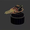Futuristic Mechanical Weapon With Metallic Structure Red Rings And Black Base 3d model