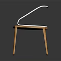 Leisure Chair With Wooden Seat Metal Frame Curved Backrest And Minimalist Design