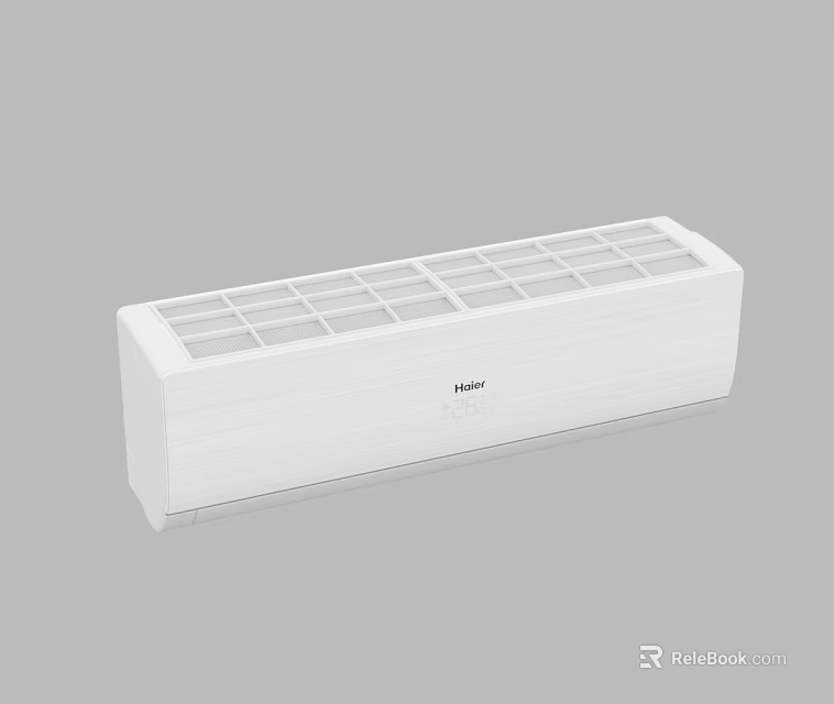 White Haier Air Conditioner Vent With Rectangular Design And Grid Pattern 3d model
